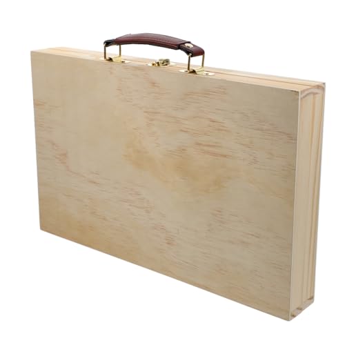 BELLIFFY 1 Stück Karton Malkasten Farbkasten mit Tragegriff Organizer zur Aufbewahrung von Kosmetika acrylharz acrylklötzchen leerer behälter aus holzpigment Zeichenkoffer aus Holz hölzern von BELLIFFY