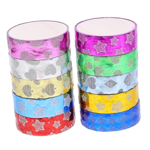 BELLIFFY 10 Rollen Handbuch-aufkleberband Washi-tapes Basteln Dekorative Washi-klebebänder Crapboking Washi Tape Aufkleber Für Geschenkverpackungen Glitzerband Handkontenbänder Papier von BELLIFFY