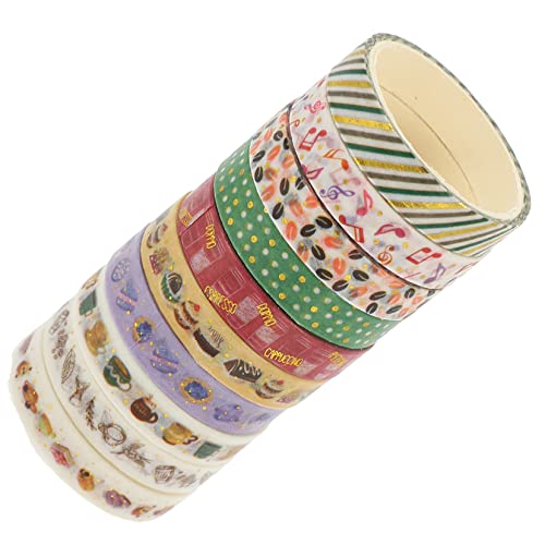 BELLIFFY 10 Rollen Heißpräge-Washi-Tape Bandspender Wickelbänder dekoratives Klebeband scrapbbok the washi tape Washi Tapes zum Basteln Aufkleber für Geschenkverpackungen Japanisches Papier von BELLIFFY