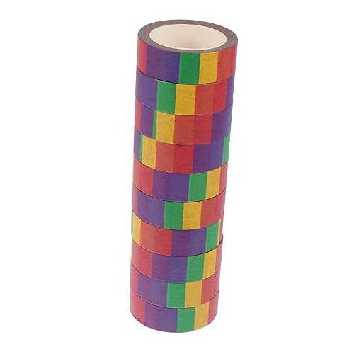 BELLIFFY 10 Rollen Regenbogen-Washi-Tape Aufkleber Spender DIY-Klebebänder zum Basteln papierklebeband washi+-+tape dekorative Bänder selbstklebende Abziehbilder Japanisches Papier Colorful von BELLIFFY