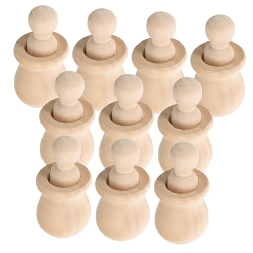 BELLIFFY 10 Satz Graffiti-holzfigur Engel Puppe Unvollendete Peg-puppen Leere Familienfiguren Blanko-peg-puppen Bastelpuppe Aus Holz Naturpuppenkörper Kinder Diy Zubehör Hölzern Beige von BELLIFFY