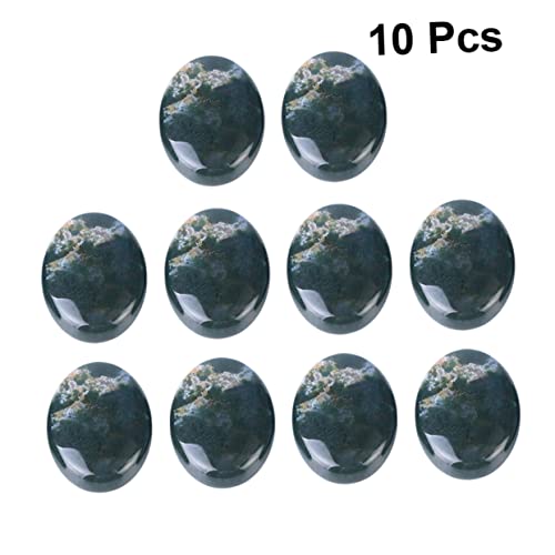 BELLIFFY 10 Stk Ovale Steincabochons Perlen Zur Schmuckherstellung Halbrunde Cabochonmosaik-fliesen Basteln Achat-edelstein-patch Schmuck Zeit Accessoires Edelstein-cabochons Green von BELLIFFY