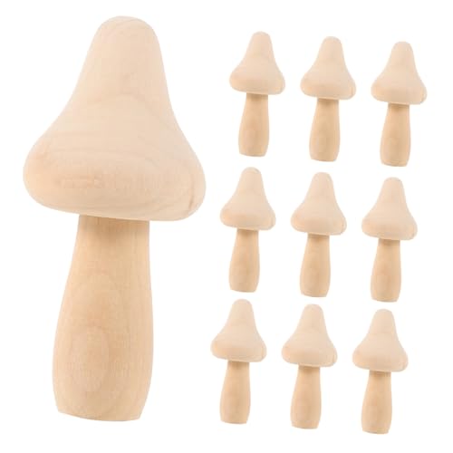 BELLIFFY 10 Stk Pilz-ornament Aus Holz Unlackierter Pilz Natürliche Unfertige Pilze Natürliche Handwerkliche Pilze Pilz-party-dekorationen Pilze in Verschiedenen Größen Holzpilze Hölzern von BELLIFFY