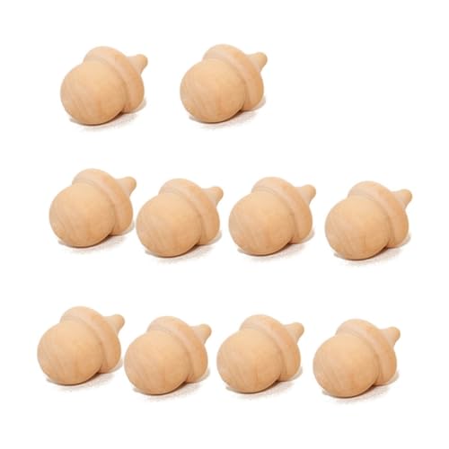 BELLIFFY 10 Stück Holz Eicheln Unvollendete Figuren Zum Basteln DIY Holzornamente Für Kreative Wohn Und Tischdekoration Miniatur Holzdeko Für Kinder Und Erwachsene von BELLIFFY