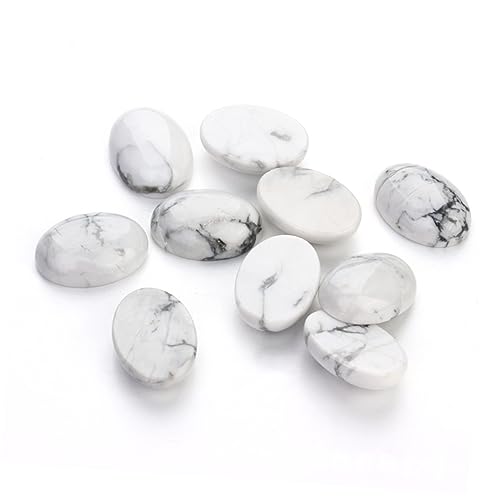 BELLIFFY 10 Stück Weiße Howlith Stein Cabochons Schmuck Zeit Accessoires DIY Zeitstein Zubehör Lose Steinperlen von BELLIFFY