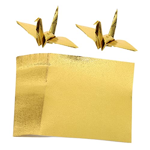 BELLIFFY 100 Blatt Einseitiges Perlmutt-Origami Oragami-Papier DIY-Origami perlmuttbeschichtetes Papier bastelmaterial bastel materialien Origami-Papier dekoratives Faltpapier Golden von BELLIFFY