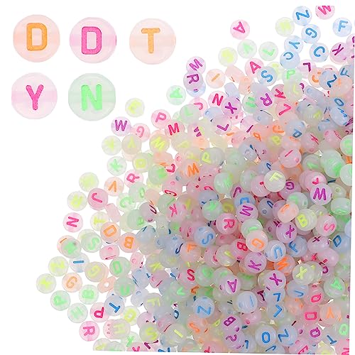 BELLIFFY 1000 Stück kunststoffperlen alphabet beads schmuck machen DIY Perlenmaterial Multifunktions-Alphabet-Perlen Im Dunkeln leuchtende Buchstabenperlen lose Buchstabenperlen Plastik von BELLIFFY