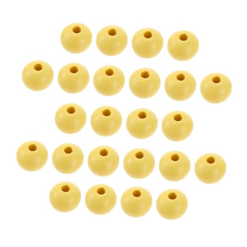 BELLIFFY 100St 14mm farbige Holzperlen Perlenanhänger selber machen farbige Perlen Makramee-Perlen bunte Perlen bastelzeug für kinder bastelkasten Holzperlendekor kreative DIY-Perle Yellow von BELLIFFY