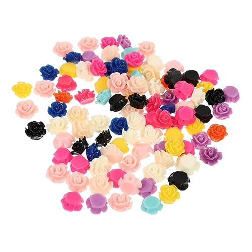 BELLIFFY 100St Harz stieg bastelmaterial bastel materialien geschenkeidee ohrringe rose Geschenkideen DIY ohrring schmuck anhänger Mini-Perlen Rosenanhänger mit Loch Anhänger in Blumenform von BELLIFFY