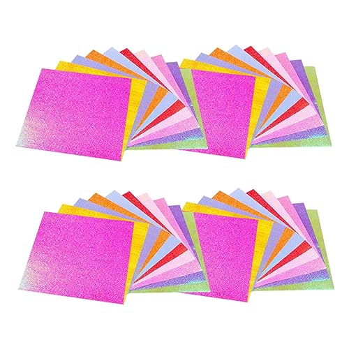 BELLIFFY 100St Perlen-Glitter-Origami doppelseitiges Origami-Papier Origami-Projektpapier quadratisches Papier papierschere pauspapier Papierherstellung selber machen Bastelpapier Colorful von BELLIFFY