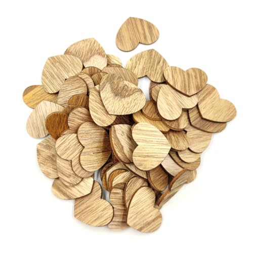 BELLIFFY 100St handwerkliches Furnier naturholz holzdeko Holzstücke holzbrettchen holzspan Bretter Dübel und Schrauben Herzen dekorativer Ausschnitt herzförmige Hölzern Light Brown von BELLIFFY