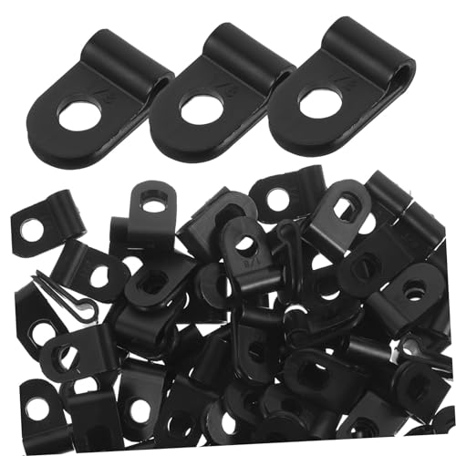 BELLIFFY 100St r-Klemme kabelschutz kabelbefestigung kabelklammern kabelzange Kabelzubehör Drahthalter für Kabel Lichtschlauchclips im Freien Kabelclips Clips für Koaxialkabel PVC Black von BELLIFFY