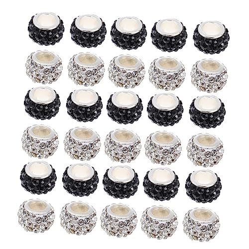 BELLIFFY 100st Diamantbesetzte Große Lochperlen Armband Lose Perlen Diamantarmband Armband Locker Edlen Schmuck Armband Diy Perlen Bastelperlen Selber Machen Bunte Strasssteine Polymer-ton von BELLIFFY