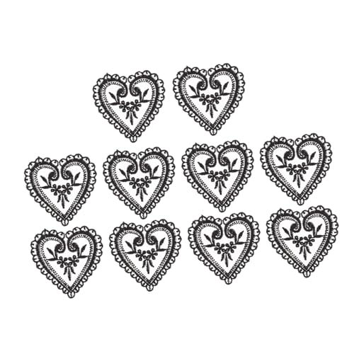 BELLIFFY 10St Kleidung apfelding heartstopped beschläge shoe charms ideas schlankes Brillenetui Herz-Konfetti-Streuer Aufkleber bestickt Patch in Herzform Kleideraufnäher Organza Black von BELLIFFY