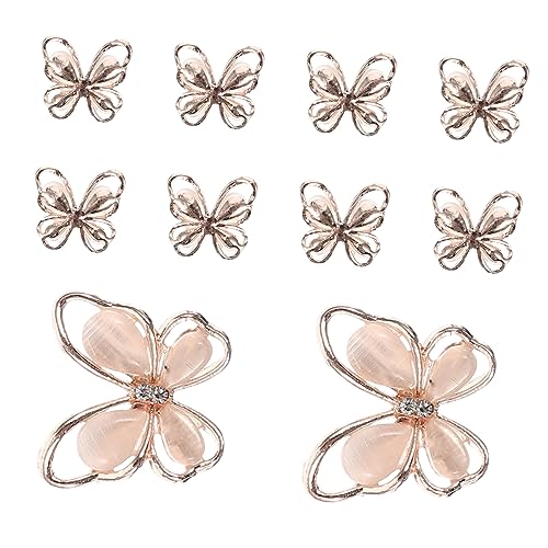 BELLIFFY 10St Nagel-Schmetterlings-Ornamente Mini-Kristalle schmetterlinge nageldekor Maniküre selber machen Maniküre-Pflaster selber machen Fingernagelpflaster Legierung Rose Gold von BELLIFFY