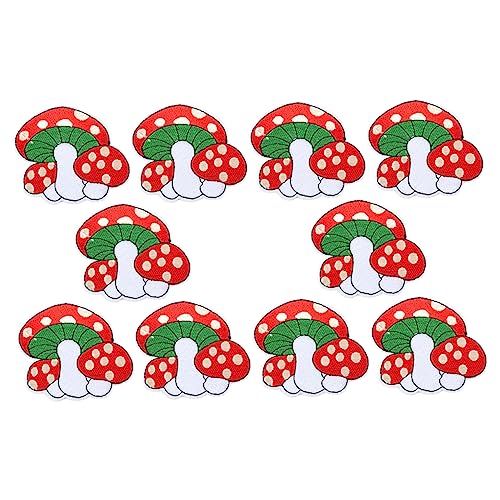 BELLIFFY 10St Pilz-DIY-Patch DIY Patches Dekoration Nähpflaster Mini-Zubehör Stickerei Nähen Patches aufbügler für jacken aufbügelbilder Patch-Aufkleber Kleidungszubehör Polyester rot von BELLIFFY