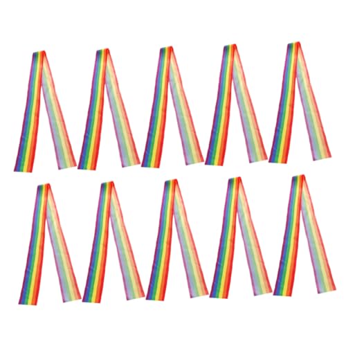 BELLIFFY 10St Regenbogenband Schleife Regenbogenstreifenband Bastelstolzband LGBT-Regenbogendekoration DIY dekoratives Klebeband geschenkband Haarband aus Polyester dekoratives Haarband von BELLIFFY