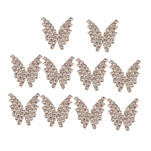 BELLIFFY 10St Schmetterling Strass Zubehör rosa rosafarbene Strasssteine Strass-Kit stutzenhalter kopfschmuck Kristall-Strass-Anhänger Schmetterlinge Verzierungen Legierung Strass von BELLIFFY