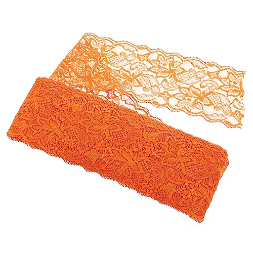 BELLIFFY 10St Stretch-Spitze weißer Spitzenbesatz elastisches Band Sackleinenband Schnürsenkel weißes Band tischdecke makramee Kleidungsspitze trimmen liefert Spitze nähen Elasthan Orange von BELLIFFY