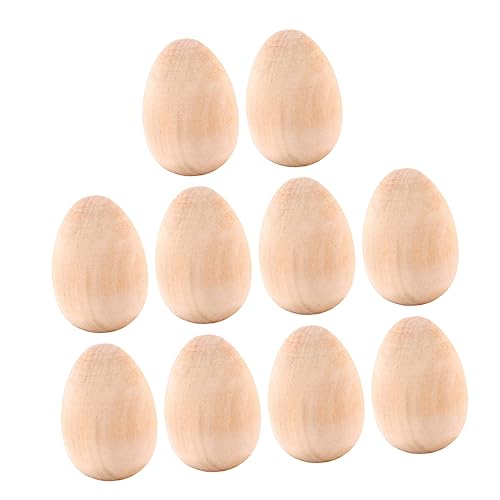 BELLIFFY 10St nachgeahmte Eier Osterei-Requisite unbemalte Basteleier gefälschte Eier basteln für ostern kinder ostern kinder basteln decor Eiermodell aus Holz Eier aus Holz hölzern Beige von BELLIFFY