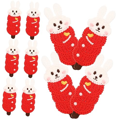 BELLIFFY 10st Gestickter Stoffaufnäher Jacken-applikation Tierdekor Gestickte Hasen-patches Reparaturflicken Aufnähen Jacken Mit Tieraufnähern Chinesisches Neujahr Stickpatch Polyester von BELLIFFY