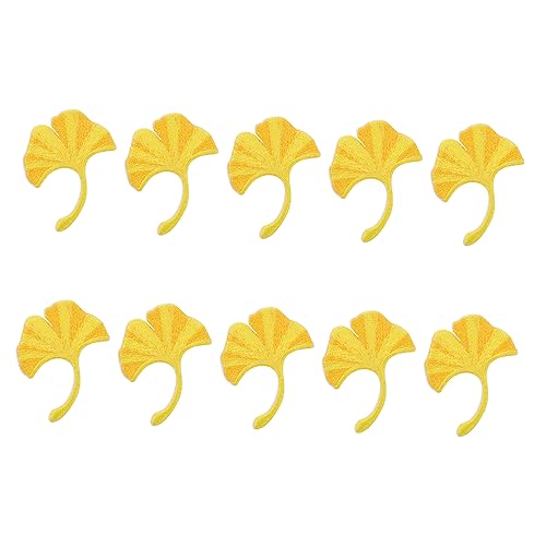 BELLIFFY 10st Ginkgo-blatt-patch Flicken Für Kleidung Stoffapplikationen Jeansjacke Rückenpatch Stickzubehör Blumenapplikation Stickereiflecken Kleidungszubehör Hemdjacken Yellow Polyester von BELLIFFY