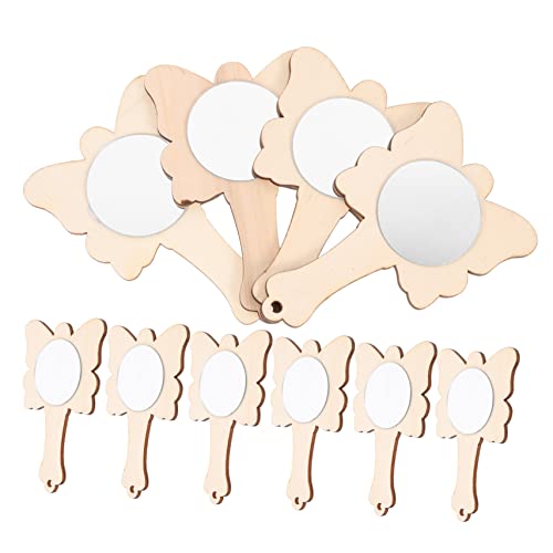 BELLIFFY 10st Kleiner Holzspiegel Reisespielzeug Unfertige Diy Spiegel Handform Handgefertigter Kinderspiegel Reise-schminkspiegel Holziges Spielzeug Tragbarer Spiegel Hölzern Light Brown von BELLIFFY