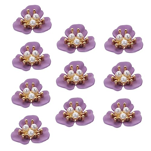 BELLIFFY 10st Nail-art-zubehör Glänzende Nagelkunst Nagel Pailletten Hochzeitsschmuck Diy Nail Art Dekorationen 3d-nagelanhänger Vintage- Perlendekor Nagel Charme Legierung Violett von BELLIFFY