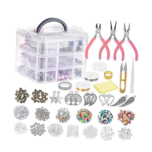 BELLIFFY 1186-Teiliges Set Werkzeug zur Schmuckherstellung Abstandsperlen Perlenzubehör schmuck herstellen werkzeug-set schmuckbox Perlenarmband-Kit Herstellung von Schmuck aus Acrylperlen von BELLIFFY