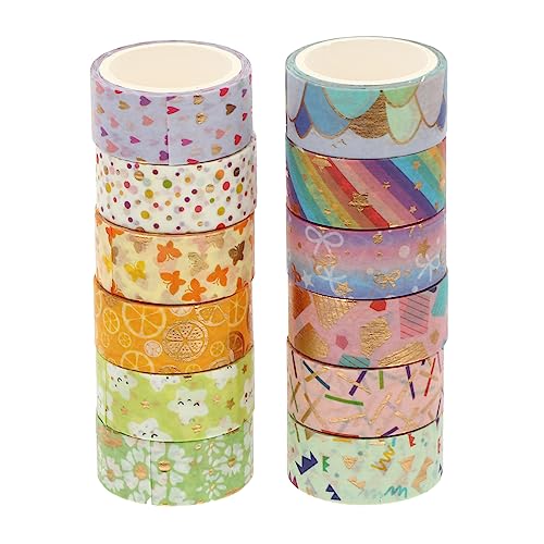 BELLIFFY 12 Rollen Aufkleber Aus Washi-papier Kawaii Washi-klebeband Folie Washi Tape Farbiges Abdeckband Breites Washi Masking Tape Diy Klebeband Washi-tape-dekor Japanisches Papier von BELLIFFY