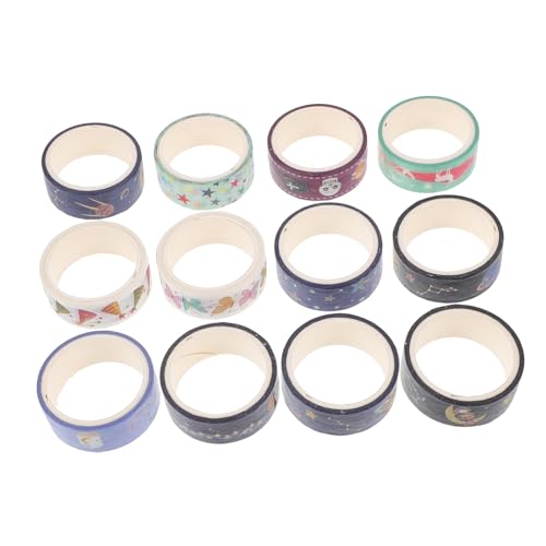 BELLIFFY 12 Rollen Nachtleuchtende Japanische Papieraufkleber Dekor Verpackungsbänder Bastelbedarf Notizbuchbänder Scrapbooking Washi Klebeband Dünnes Washi Klebeband Ästhetisches von BELLIFFY