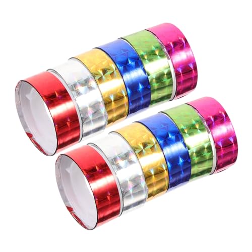 BELLIFFY 12 Rollen Quadratisches Klebeband Scrapbooking Zubehör Dekoratives Bastelband Verpackungsband Fotobänder Schrottbuchbänder Bezauberndes Klebeband Metallisches Papierband von BELLIFFY