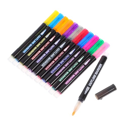 BELLIFFY 12Pcs Glitzer Marker Graffiti Stifte Markieren Stifte Glänzende Graffiti Glitter Stifte Ästhetische Glitzer Stifte Glitter Stift Set Marker Stifte Schreiben Stifte von BELLIFFY