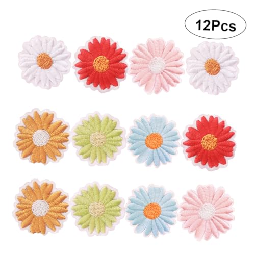 BELLIFFY 12St Kleiderflicken Blumenstickerei Stoffaufnäher für Jacken Blumenbeete nähen Blumenaufkleber Applikationen Gänseblümchen nähen Blumen-Jeans Craft-Patches Patches nähen von BELLIFFY