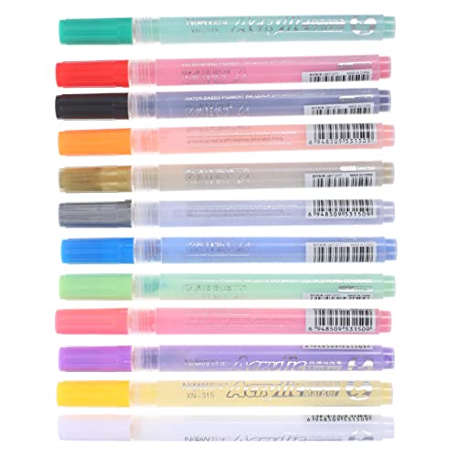 BELLIFFY 12st Acrylmarker Weißer Lackstift Praktische Lackmarker Schnell Trocknende Marker Textmarker Farbmarker Zeichenstifte Stoffmalstifte Farbstifte Markierungsstifte Lackmärkte Plastik von BELLIFFY