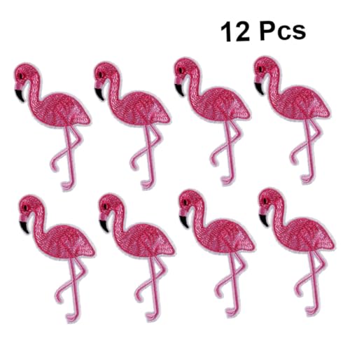 BELLIFFY 12st Flamingo-stoffaufkleber Aufkleber Stoffaufkleber Sticketikett Gestickte Patch-aufkleber Flamingo-patch Tücher Appliziert Aufkleber Stoffaufkleber Für Doppeltes Glück Festlich von BELLIFFY