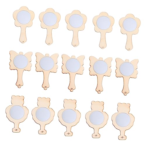 BELLIFFY 15St kleiner Holzspiegel bastelset basteln für weihnachsgeschenke flashes glinet Reise Schminkspiegel tragbarer Reisespiegel handbemalte Spiegel Mini-Spiegel aus Holz von BELLIFFY