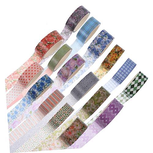 BELLIFFY 17 Rollen Blumen Und Washi Klebeband DIY Aufklebermaterial Bunte Bänder Papieraufkleber DIY Handkonto Klebebänder DIY Klebebänder Kinder Klebeband Blumen Design Klebeband von BELLIFFY