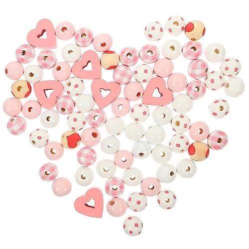 BELLIFFY 190 Stk dekorative Perlen für valentinstag valentinsgeschenk Abstandsperlen selber machen Girlande Perlen weihnachtsdeko Perlen für Armbänder Halskette Perlen Holz Rosa von BELLIFFY