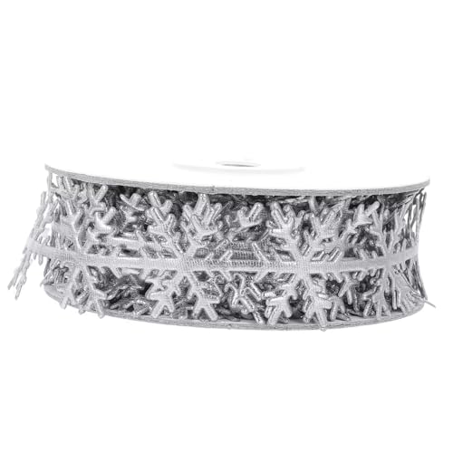 BELLIFFY 1Stk Schleife ribbon bandfeile Urlaubsdekoration goldhochzeit dekoringe goldenes Spitzenbesatzband Schneeflockenband Geschenkbandversorgung Schneeflockenbänder aus Polyester Silver von BELLIFFY