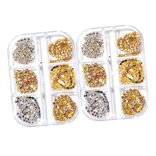 BELLIFFY 2 Kisten Nagelkette Schmuck Gold Bausatz Nagelzubehör Nägel aufdrücken Herstellung nail decoration nail art set Nagelkunst Heimdekoration Nagel Strasskette Nailart-Zubehör Metall von BELLIFFY