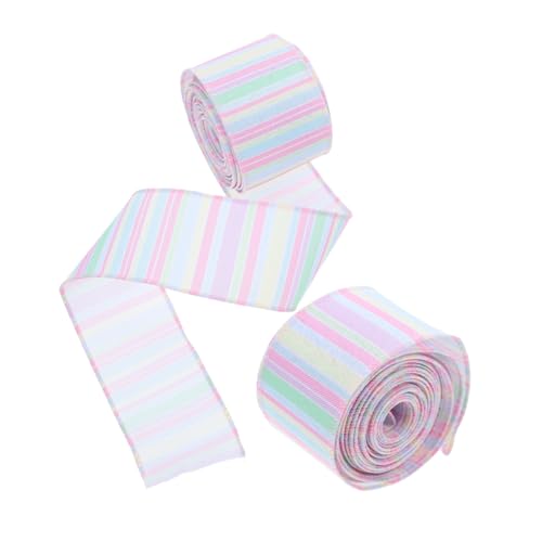 BELLIFFY 2 Rollen Osterband Bastelband Aus Weihnachtsbonbonband Weihnachtsbänder Bastelband Für Ostern Kariertes Bastelband Kariertes Stoffband Rosa Bastelband Polyester von BELLIFFY