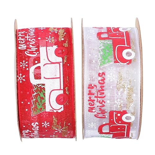 BELLIFFY 2 Rollen Weihnachtsband ribbon bandfeile stoffband weihnachten weihnachtsmotiv Weihnachtsseidenbänder Dekor für Auto Geschenkband selber machen Cartoon- Polyester Colorful von BELLIFFY