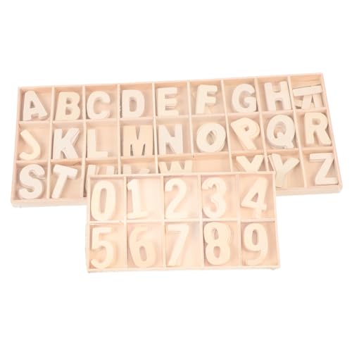 BELLIFFY 2 Sätze Holz Alphabet Ausgeschnittene Buchstaben DIY Bastel Alphabet Holz Zahlenspäne Leere Holzspäne von BELLIFFY