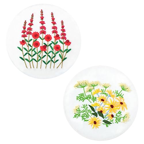 BELLIFFY 2 Satz Handwerkszeug für den Haushalt Handstickset Stickset für Erwachsene Nadelstickerei-Kit Stanznadel-Sticksets Blumen-Kit Sticktuch Blumenstickset für Anfänger Stickformfaden von BELLIFFY