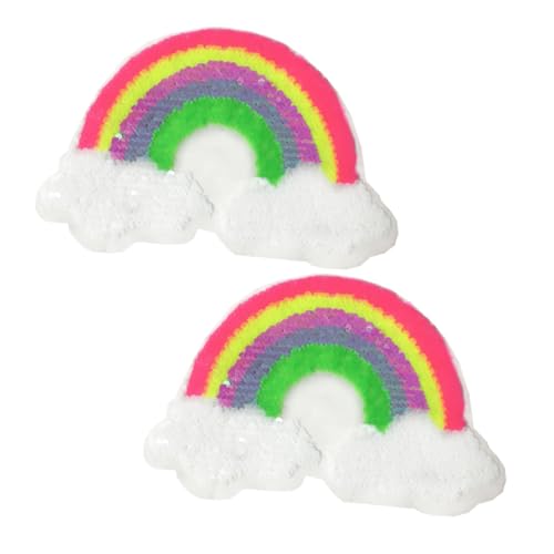 BELLIFFY 2 Stück Stoffaufkleber Pailletten Regenbogen Patches Pailletten Patches Bestickte Applikations Patches von BELLIFFY