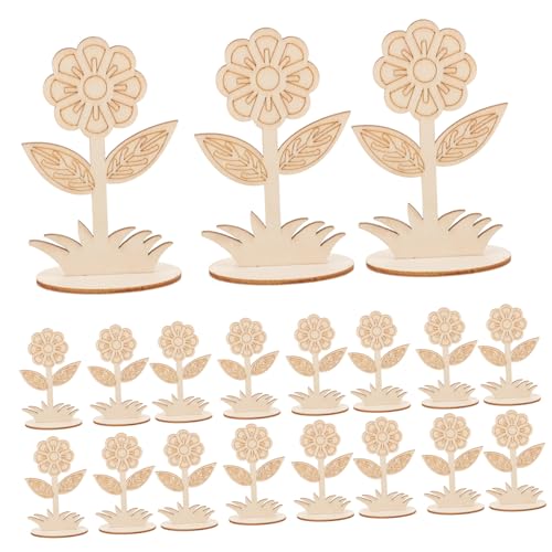 BELLIFFY 20 Stück DIY Holzblumen Bastelset Holzblumen Blumen Handwerk Hängendes Blumenornament DIY Malerei Handwerk unvollendete Blumenausschnitte aus Holz Holzausschnitte hölzern von BELLIFFY