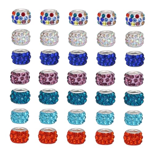 BELLIFFY 200St diamantbesetzte große Lochperlen Halskette lose Perle runde Abstandsperlen Strassperlen bastelideen bastelkasten Armband lose Perlen Schmuck lose Perlen Polymer-Ton von BELLIFFY