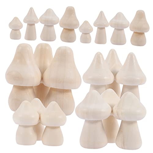 BELLIFFY 20St Holzpilz bastelzeug bastelkasten miniaturen figuren holzdeko malerstaffelei Pilze Pilzverzierung unfertiger Pilz einfacher Pilz Kinder malen Spielzeug Miniaturpilz Lotusbaum von BELLIFFY