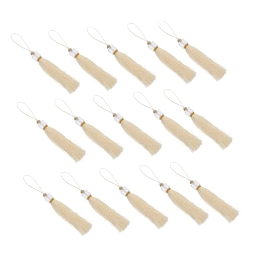 BELLIFFY 20St Quadratische hängende Fransen Quasten basteln Vorhang Raffhalter Quaste hängendes Home Decor wohnungseinrichtung hängende Quaste eleganter Quastenschlüssel Acryl Beige von BELLIFFY